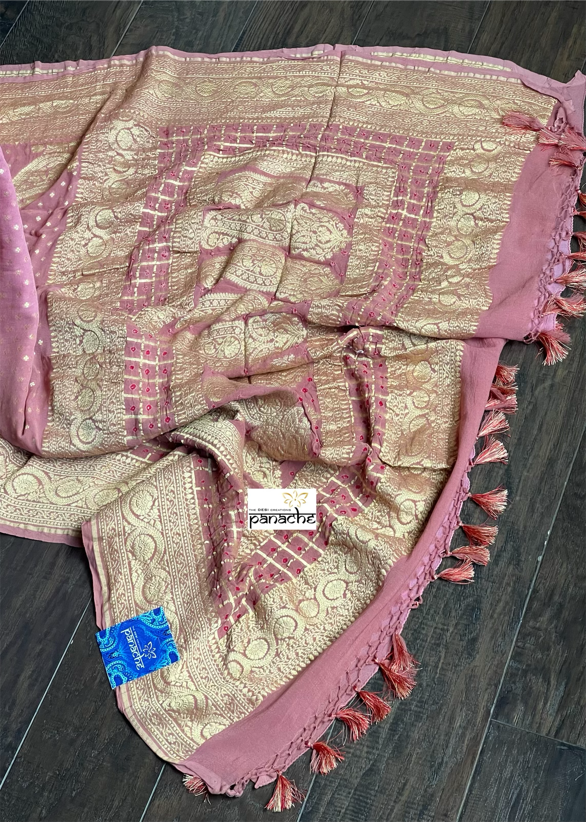 Khaddi Georgette Banarasi - Ombré Pink Bandhej