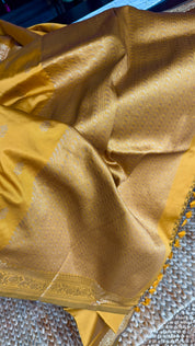 Soft Silk Banaras Saree - Ochre Brown