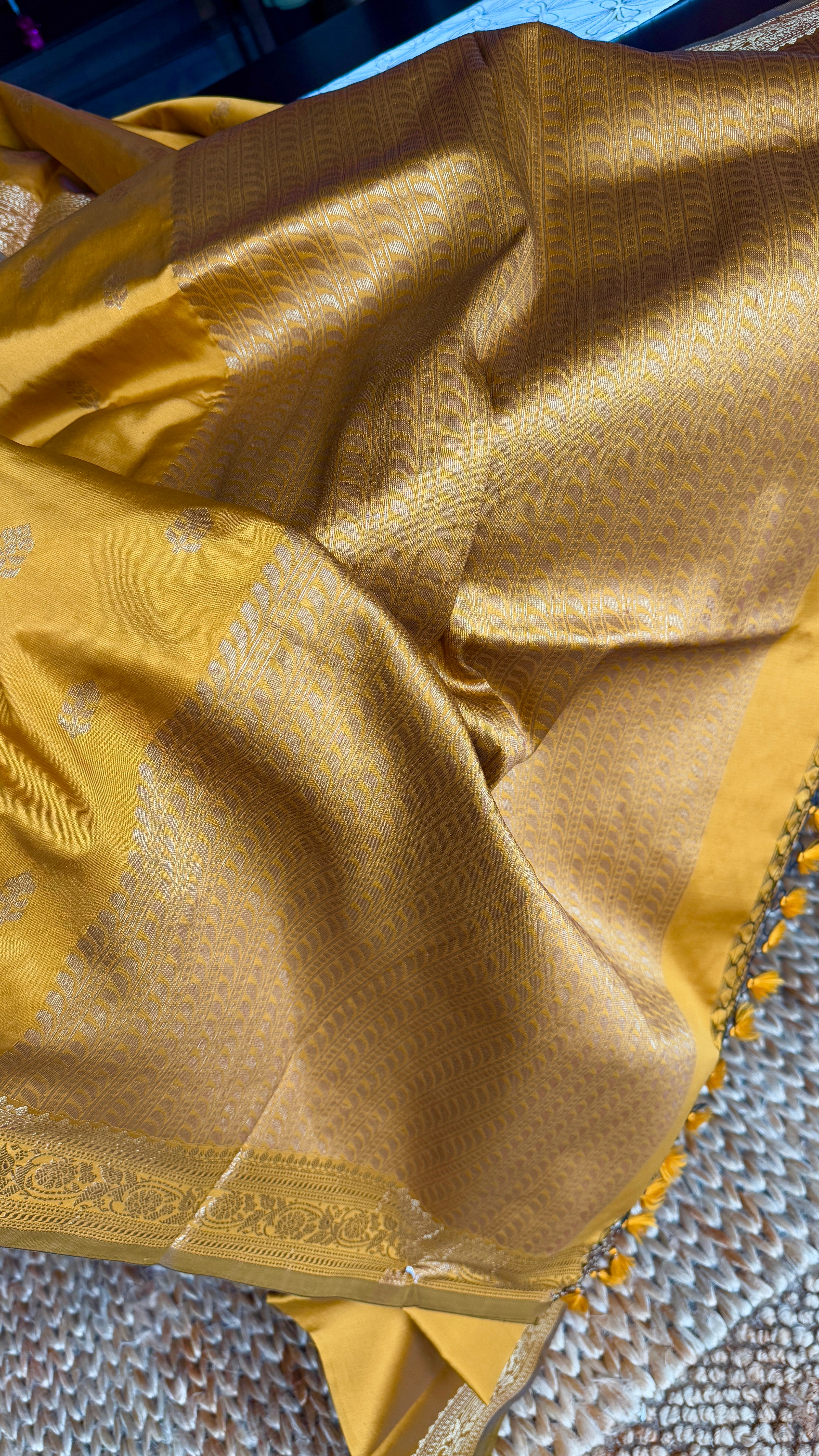 Soft Silk Banaras Saree - Ochre Brown