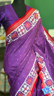 Pure Silk Ikat - Purple Red Pink Pochampally