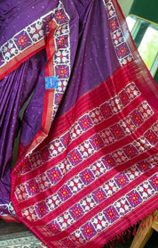 Pure Silk Ikat - Purple Red Pink Pochampally