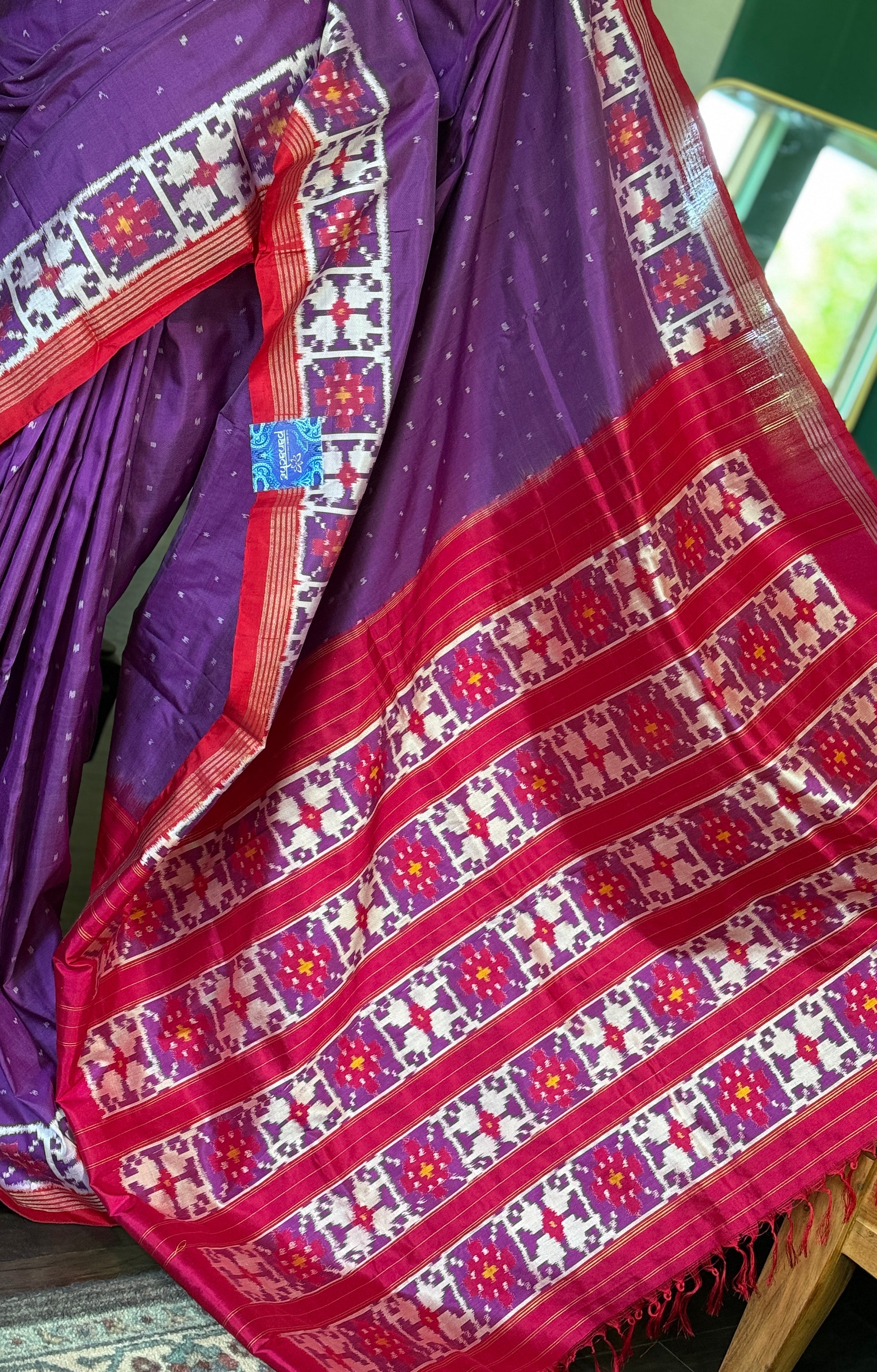 Pure Silk Ikat - Purple Red Pink Pochampally