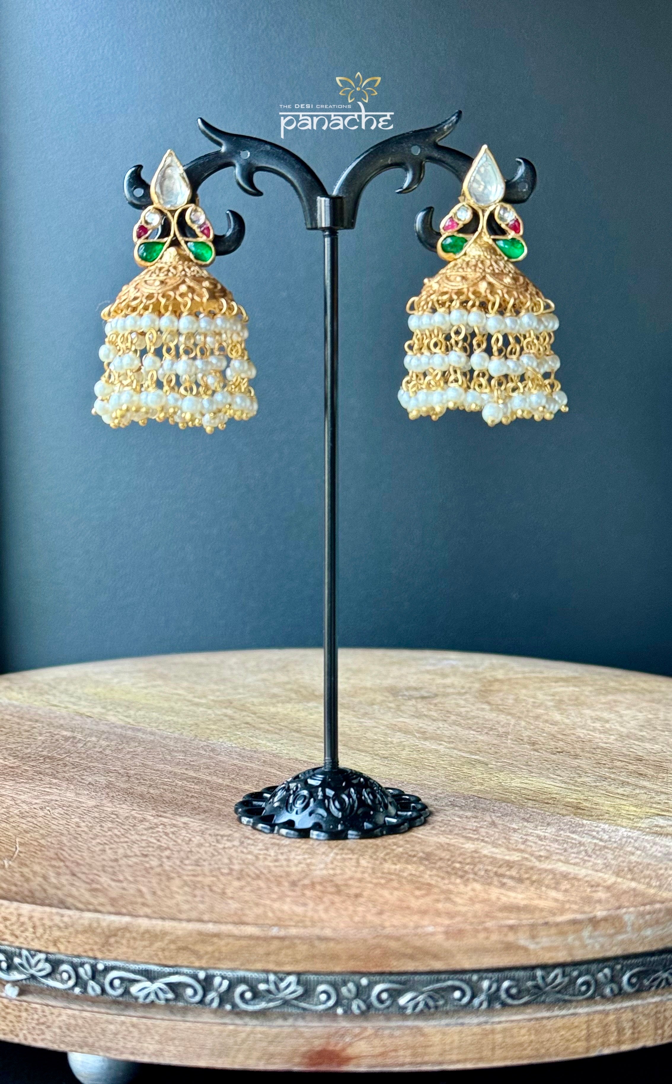 Earring 925 Silver - Gold Kundan Jhukmi