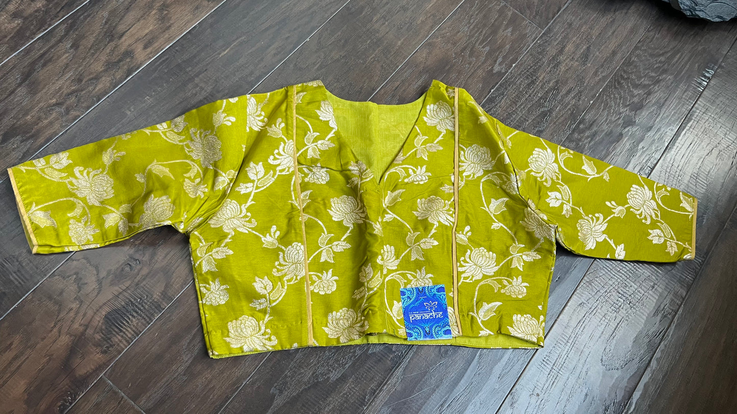 Designer Blouse - Lime Green Woven