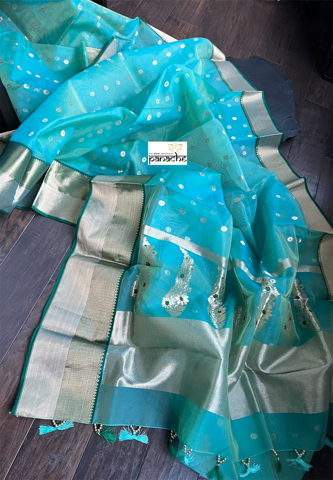 Chanderi Organza Silk - Sea Green Eknalya woven