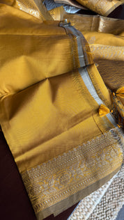 Soft Silk Banaras Saree - Ochre Brown