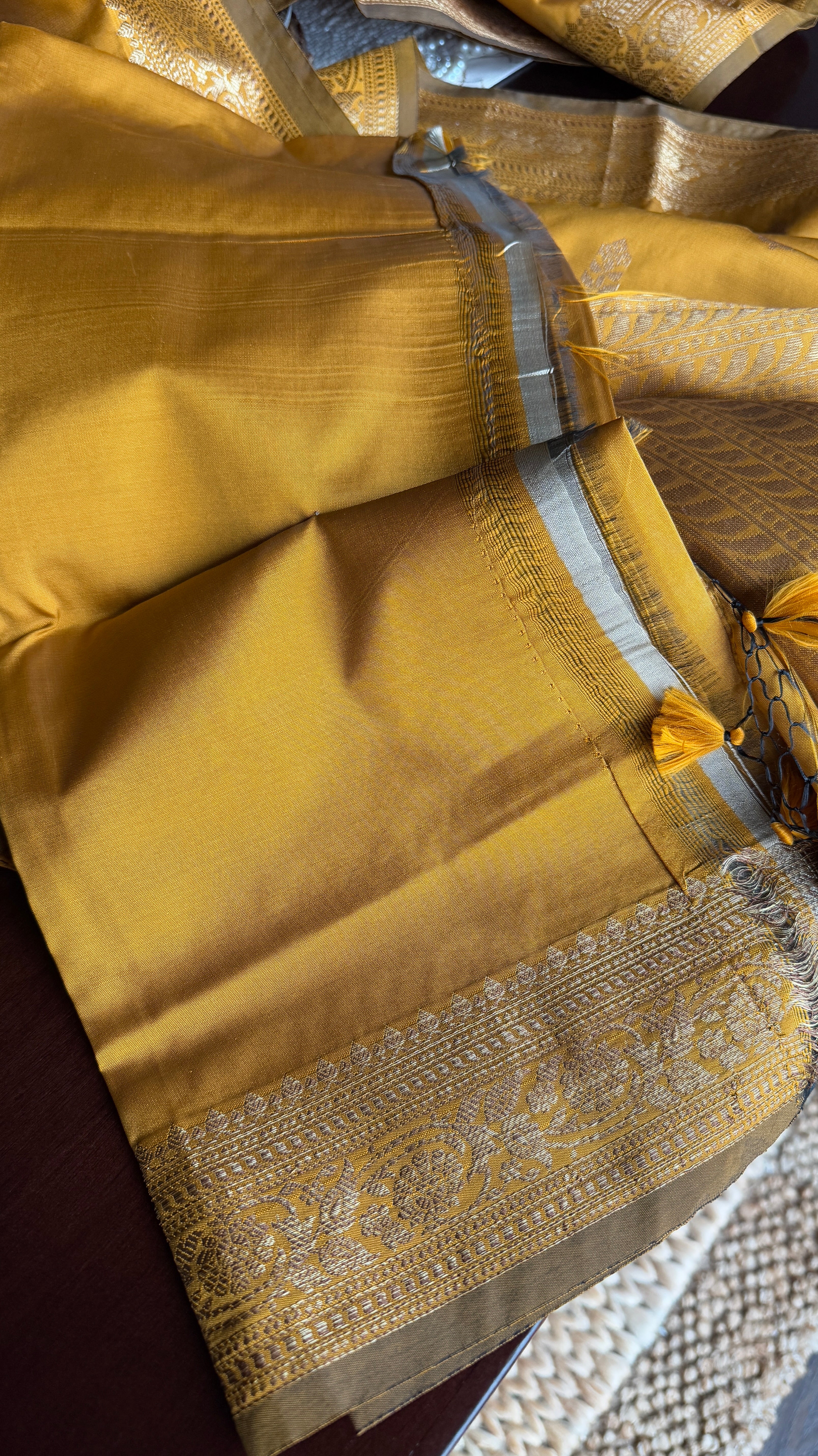 Soft Silk Banaras Saree - Ochre Brown
