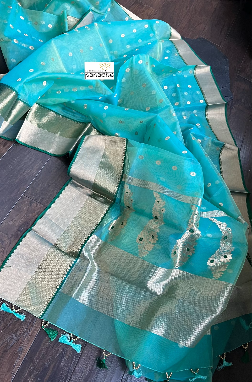 Chanderi Organza Silk - Sea Green Eknalya woven