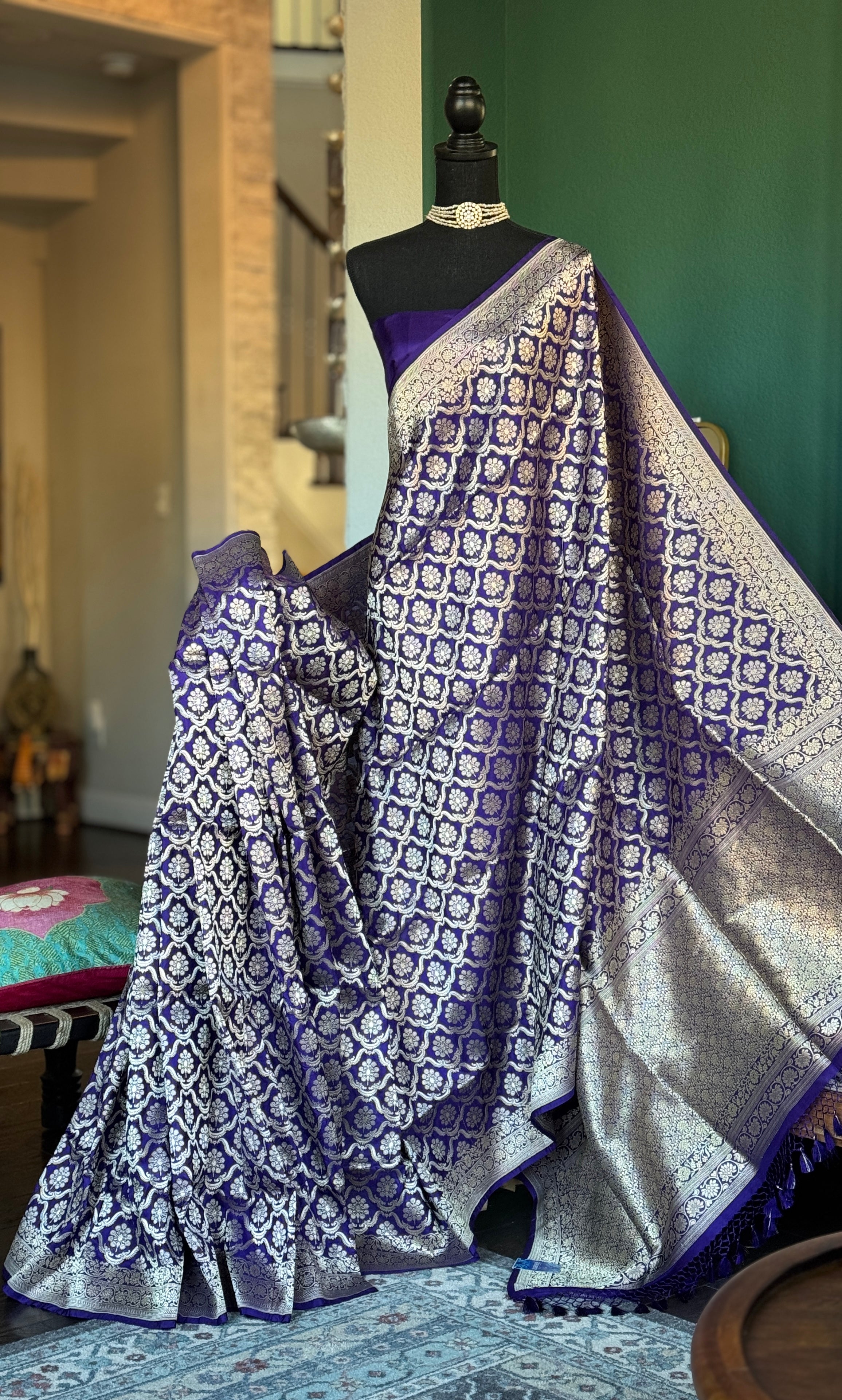 Pure Silk Katan Banarasi- Dark Purple