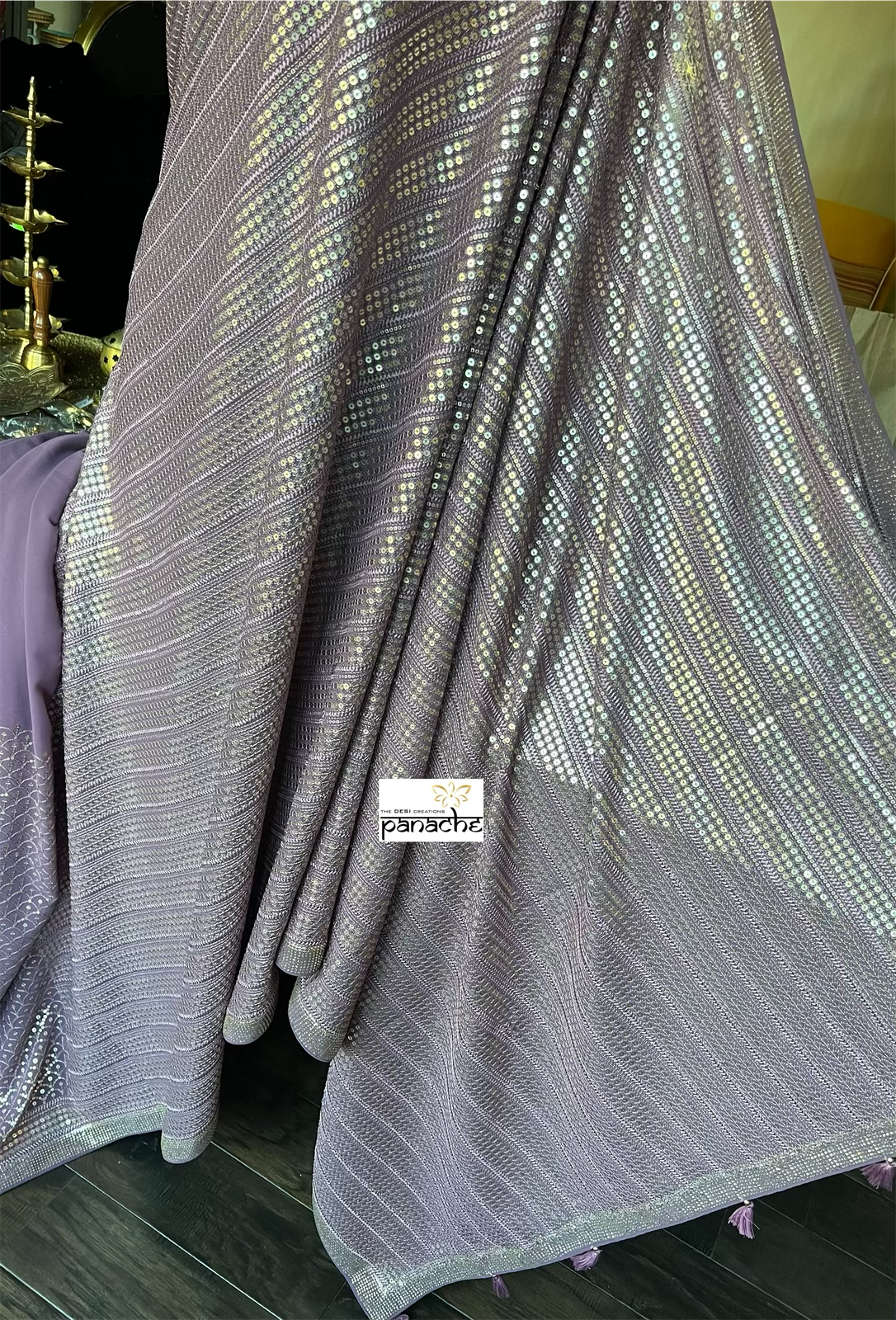 Designer Sequin Georgette - Light Purple Mauve Sequin work