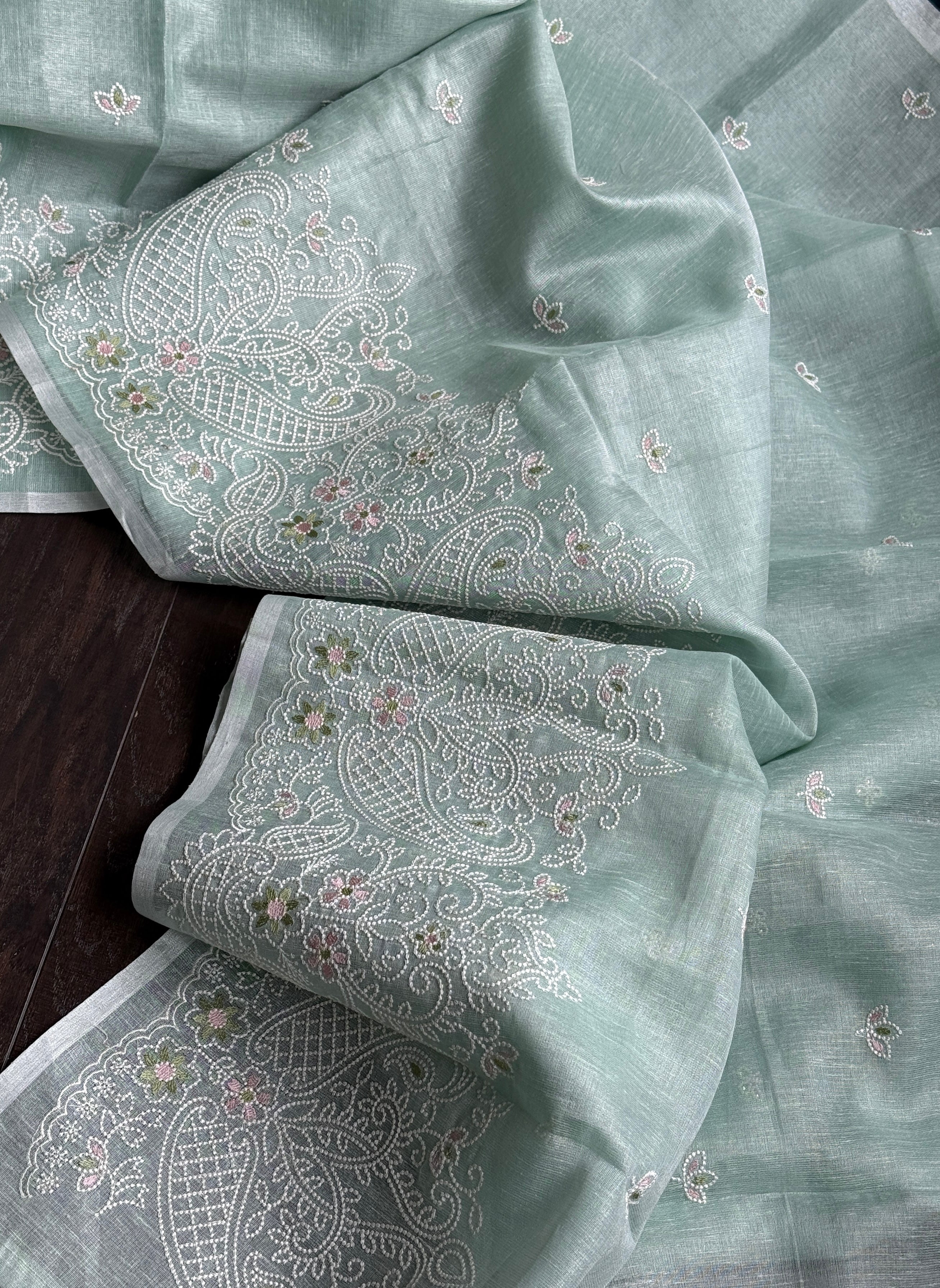 Tissue Linen - Mint Embroidered