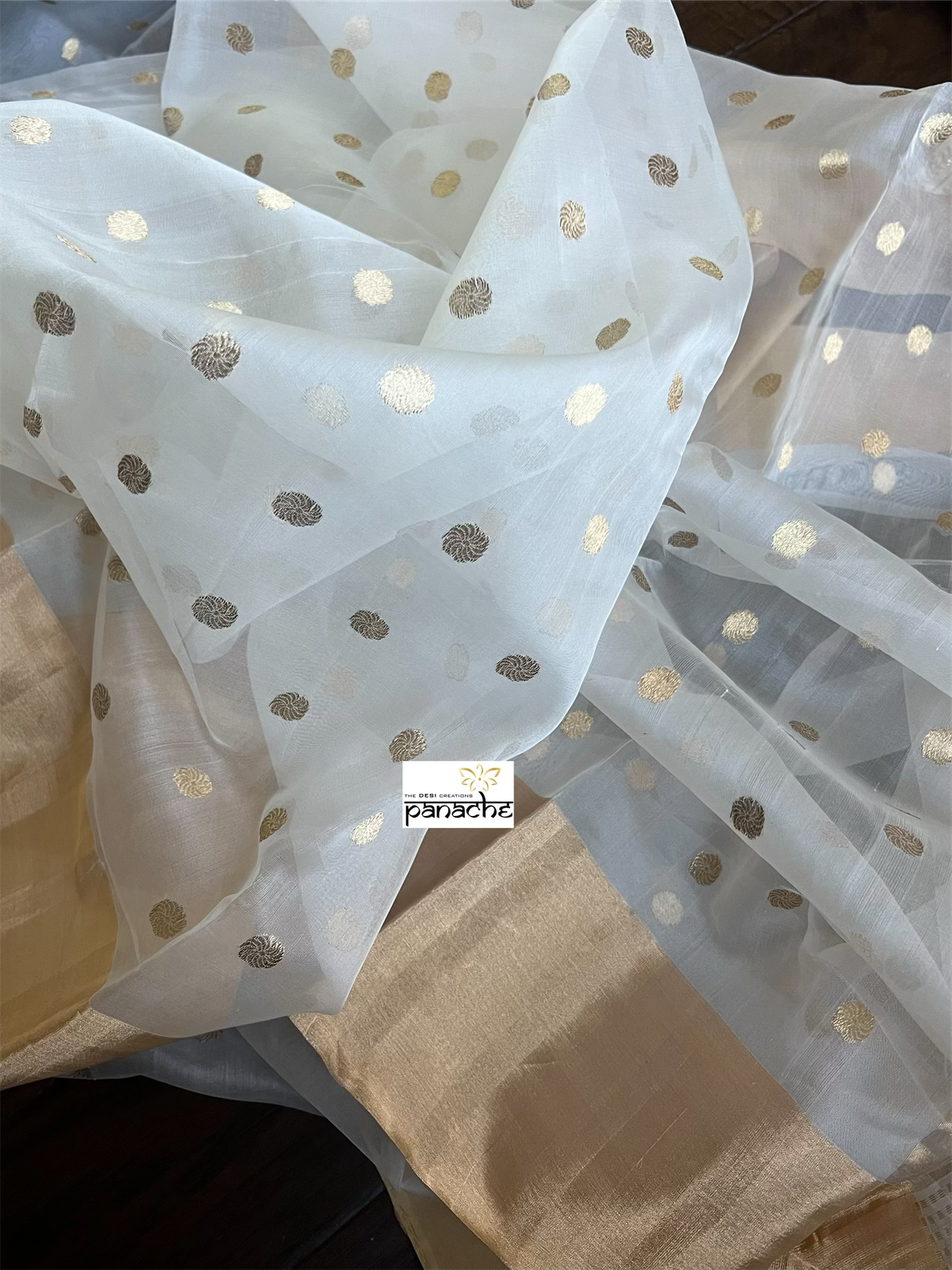 Pure Chanderi Organza Silk - Off White Eknalya