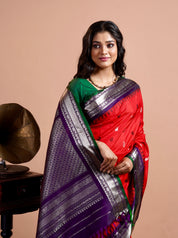 Pure Silk Gadwal - Red Blue