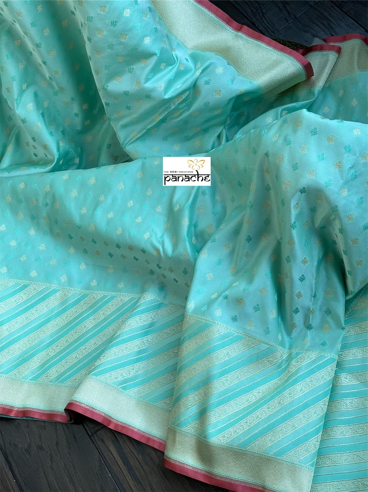 Soft Silk Banarasi - Aqua Sea Green
