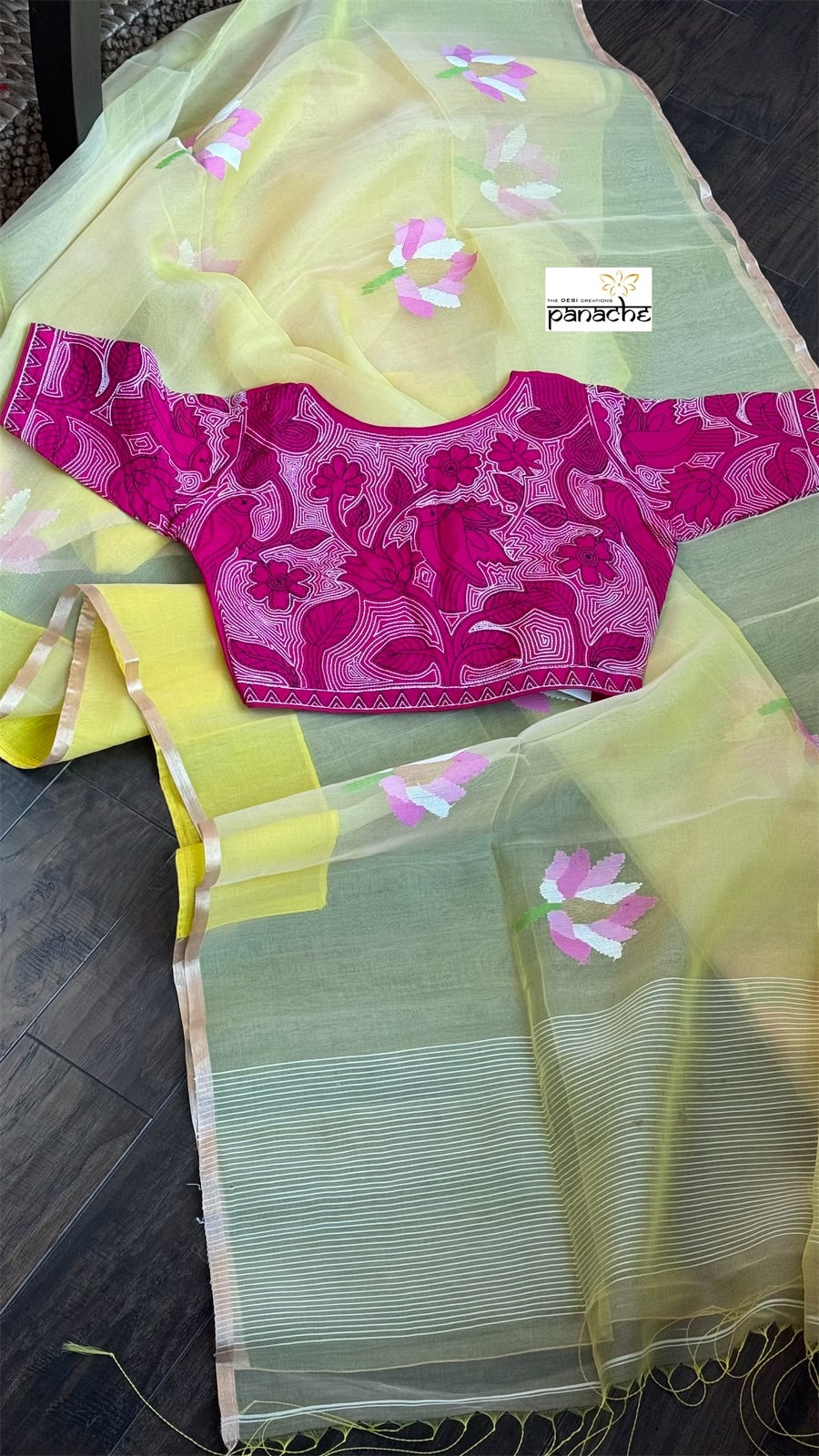Designer Blouse - Pink Kantha Stitch