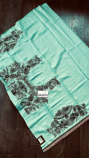 Designer Muga Silk Embroidered - Sea Green Masaba Inspired