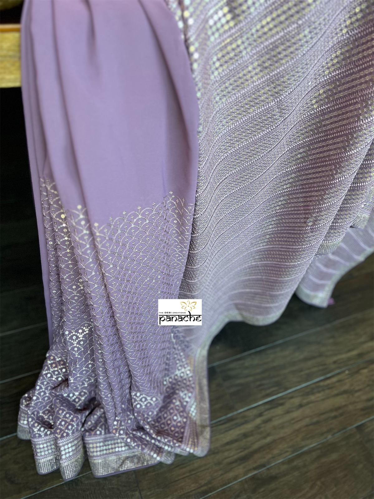 Designer Sequin Georgette - Light Purple Mauve Sequin work