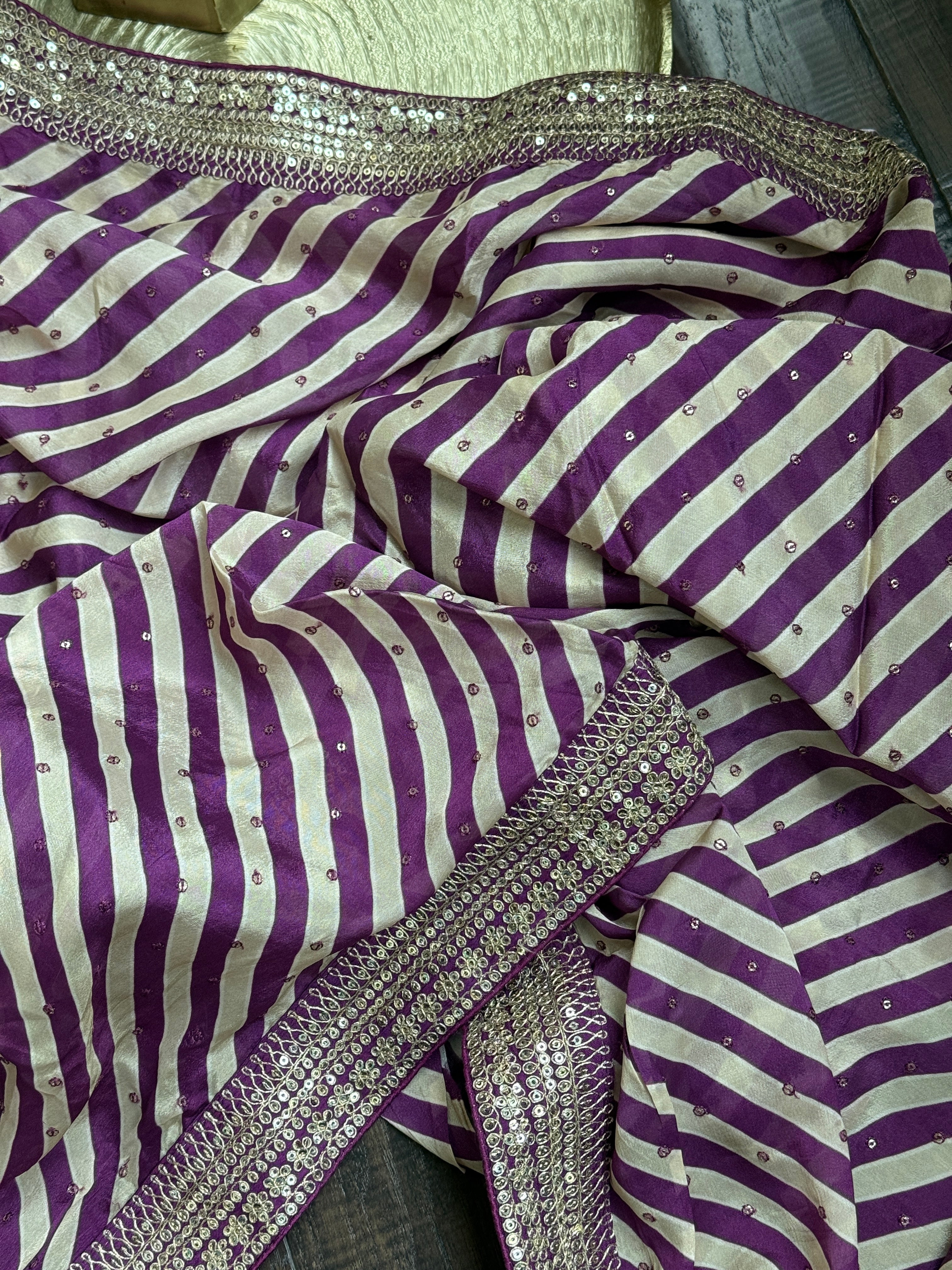 Designer Georgette- Purple Leheriya