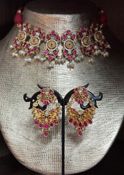 Silver 925 Choker Set - Kundan Stone
