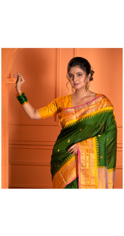 Pure Silk Kuttu Gadwal - Green Yellow