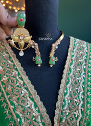 Earring 925 Silver- Statement Green Jade