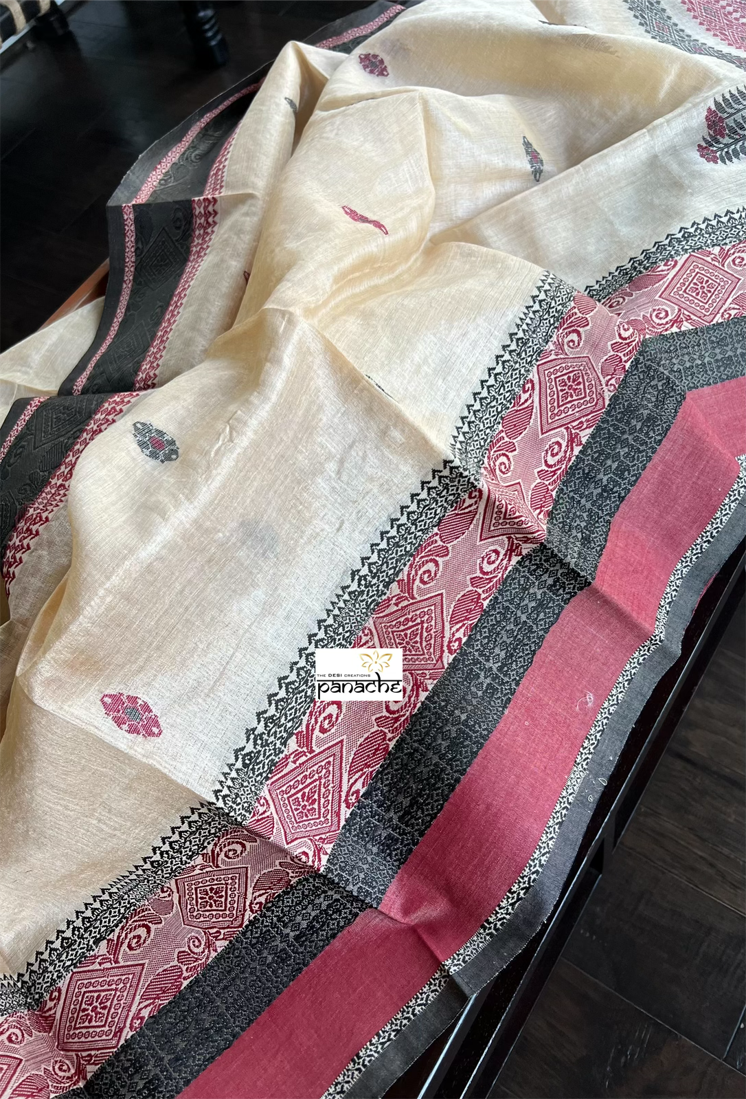 Pure Gachi Tussar Silk - Tussar Color Black Maroon
