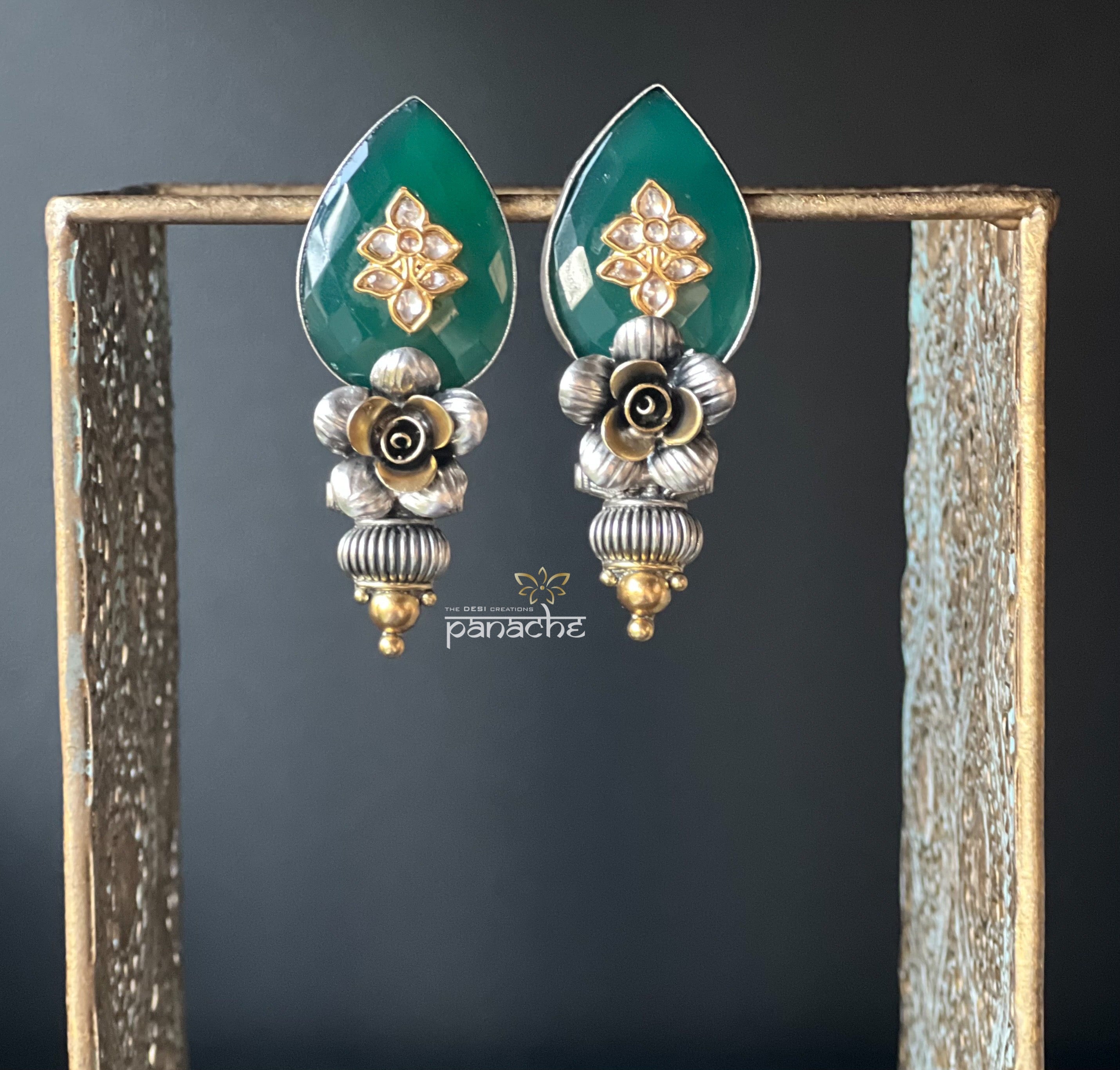 Earring 925 Silver- Green Onyx