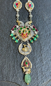 Silver Long Necklace - Temple Fusion