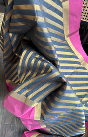 Cotton Silk Banaras Chanderi - Black Magenta
