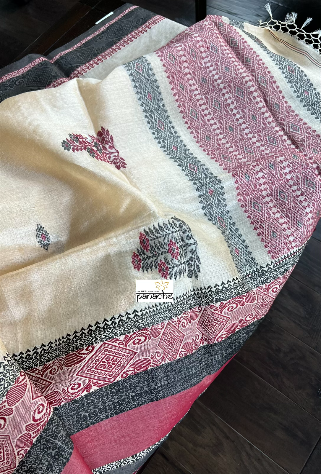 Pure Gachi Tussar Silk - Tussar Color Black Maroon