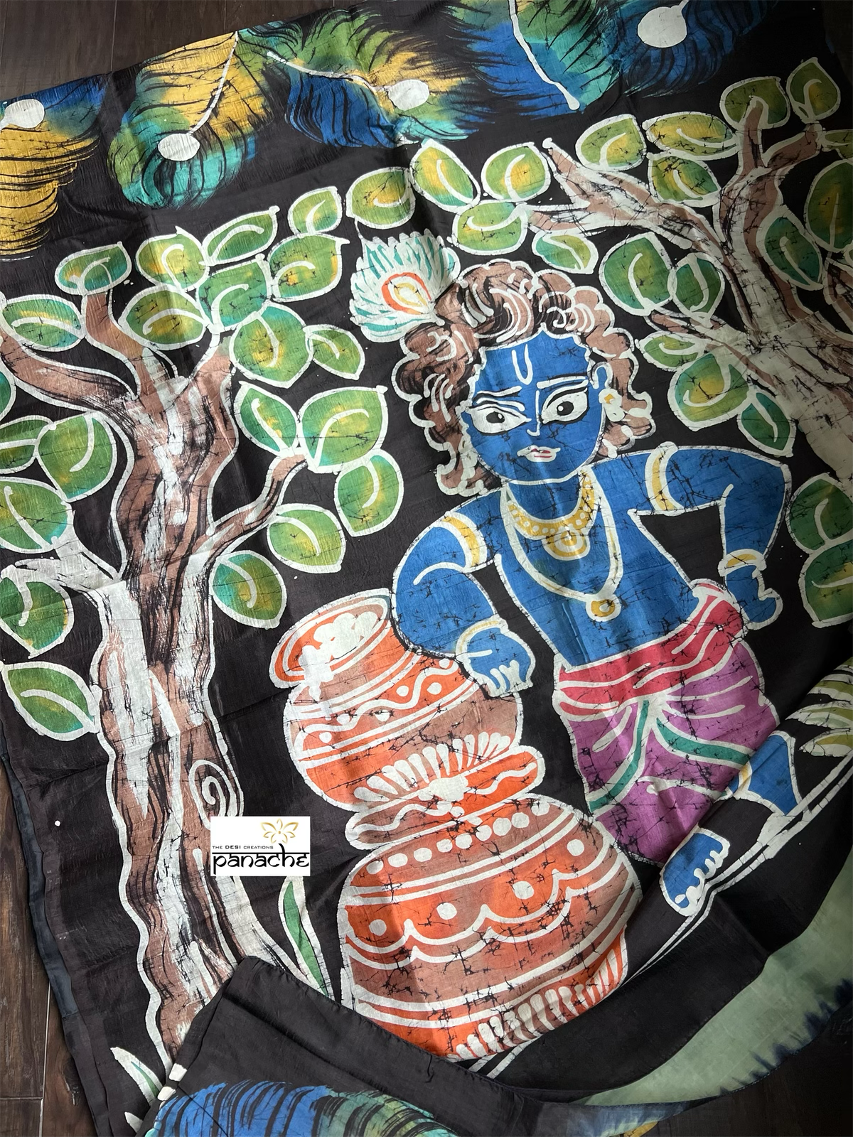 Pure Silk - Hand Batik Black Green