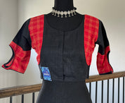 Designer Cotton Blouse - Black and Red
