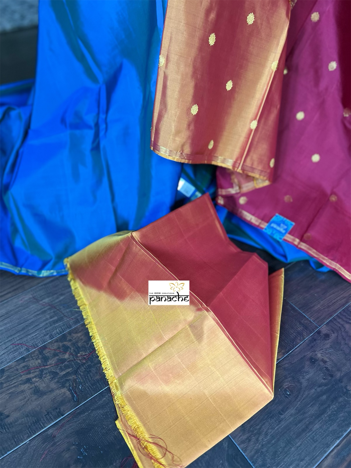 Pure Silk Kanjivaram - Peacock Blue Dual Shaded