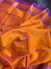 South Cotton Silk - Orange Purple Handwoven