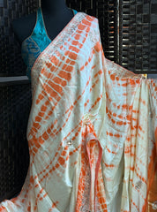 Designer Satin Silk - Tie-dye Orange