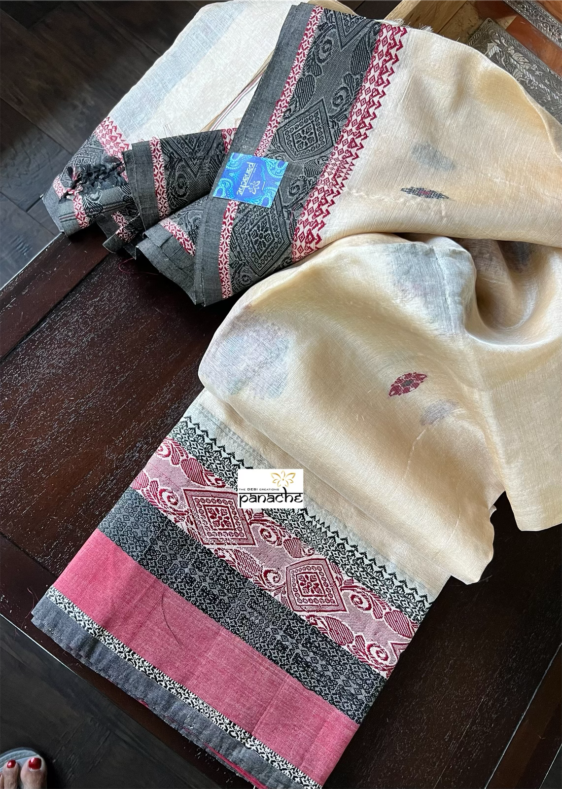 Pure Gachi Tussar Silk - Tussar Color Black Maroon