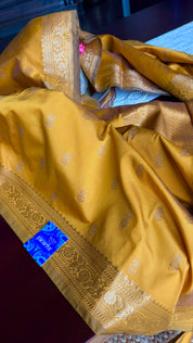 Soft Silk Banaras Saree - Ochre Brown