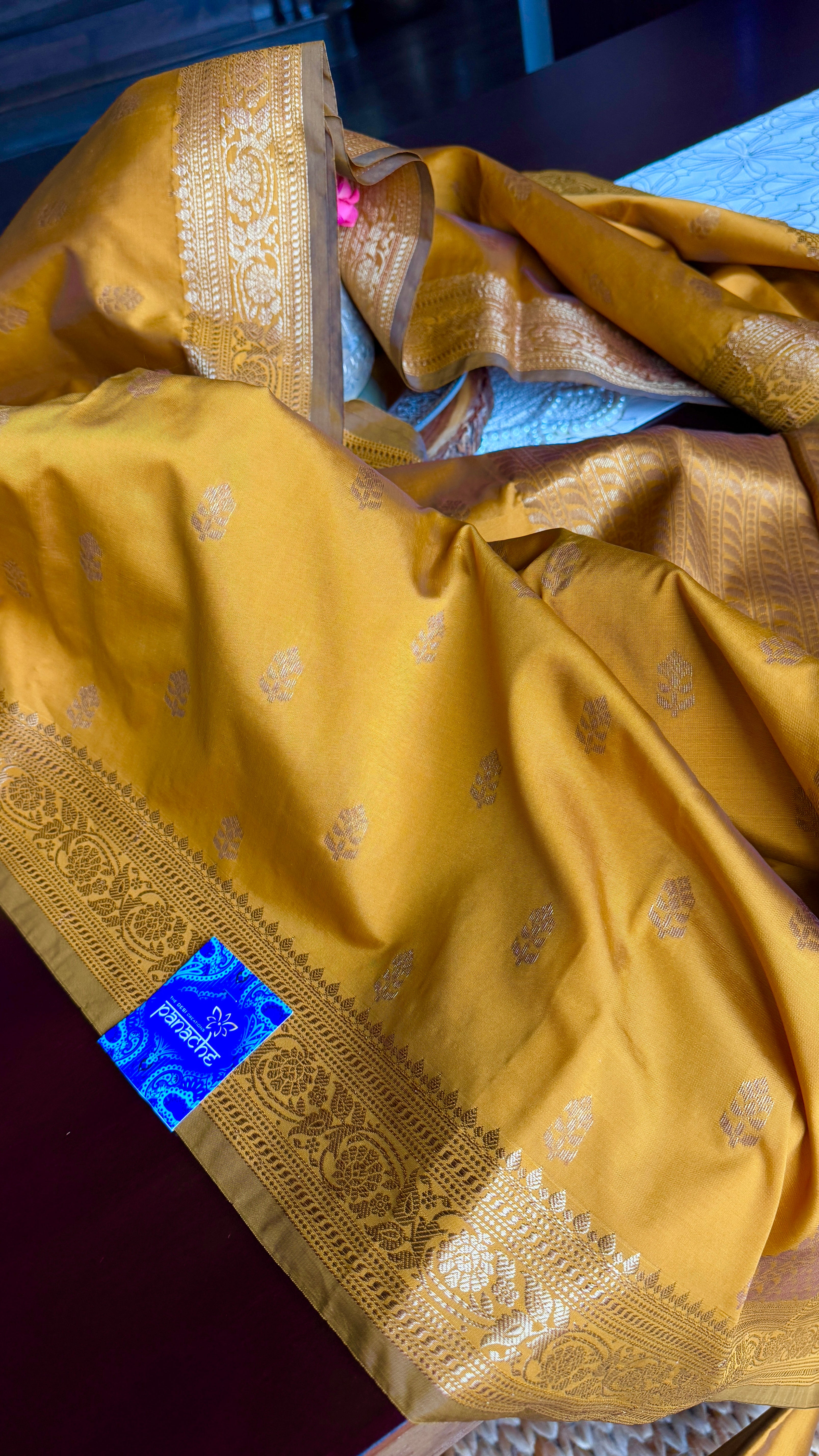Soft Silk Banaras Saree - Ochre Brown