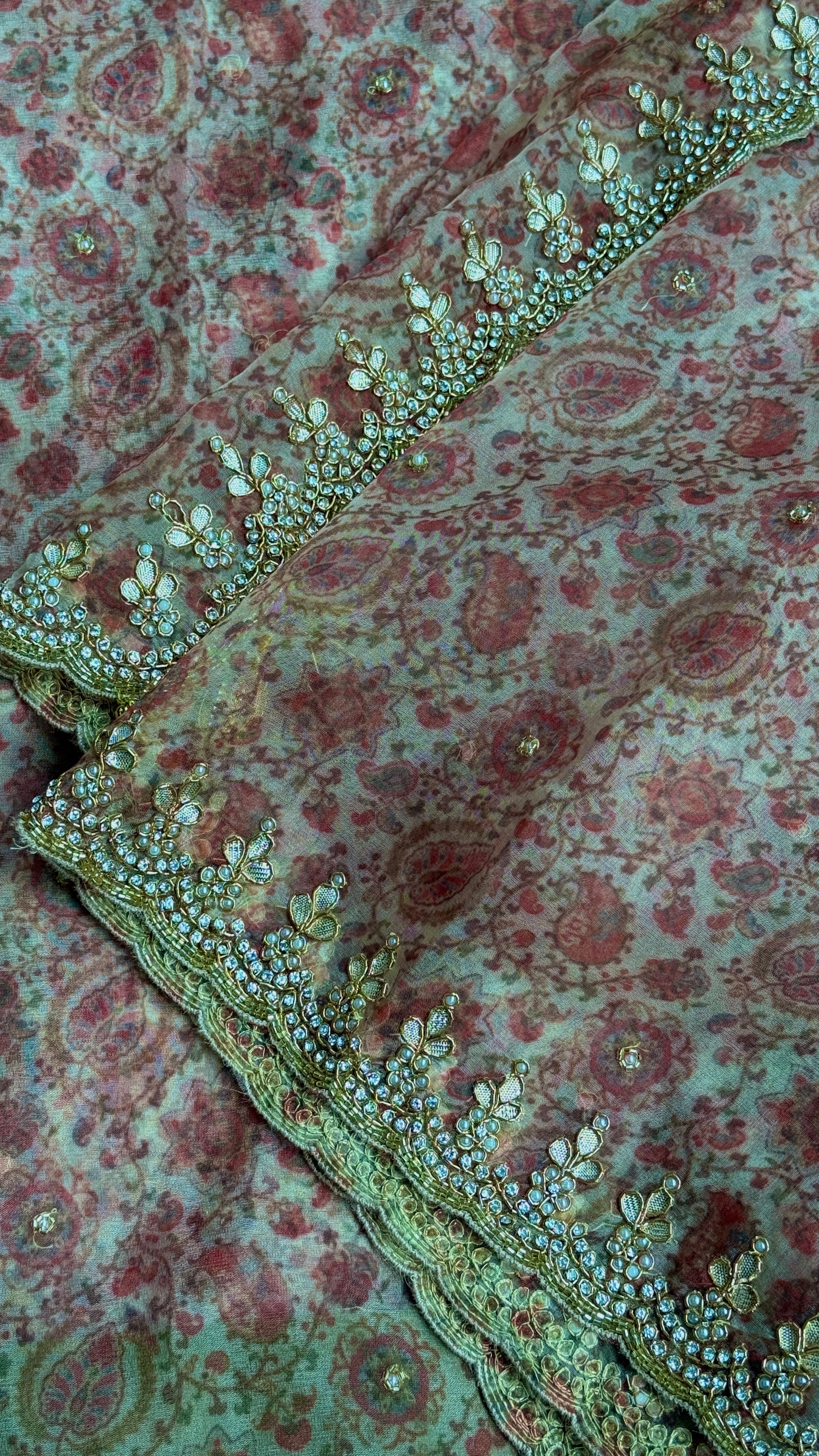 Designer Inspired Organza - Kalamkari Printed