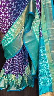 Pure Silk Ikat - Purple Sea Green Pochampally