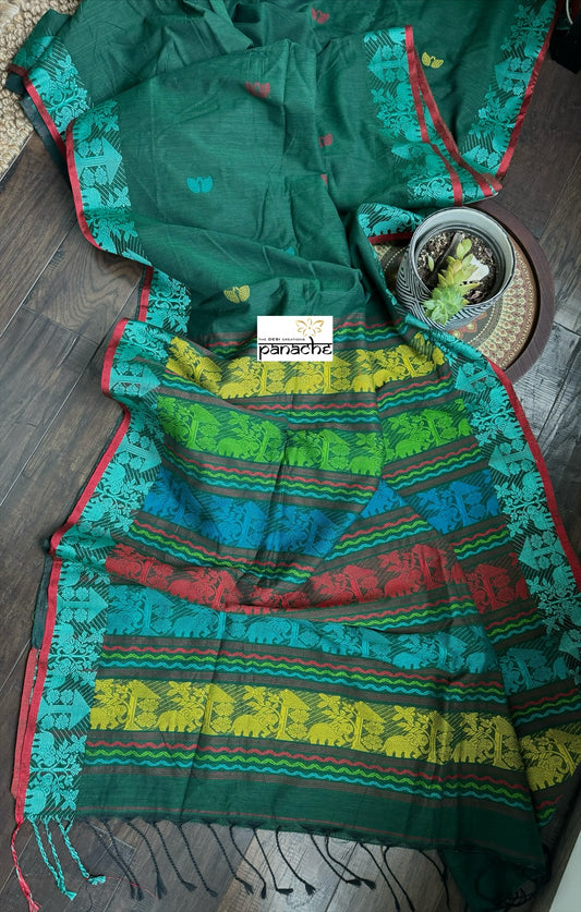 Pure Khadi Cotton Handloom - Green Woven