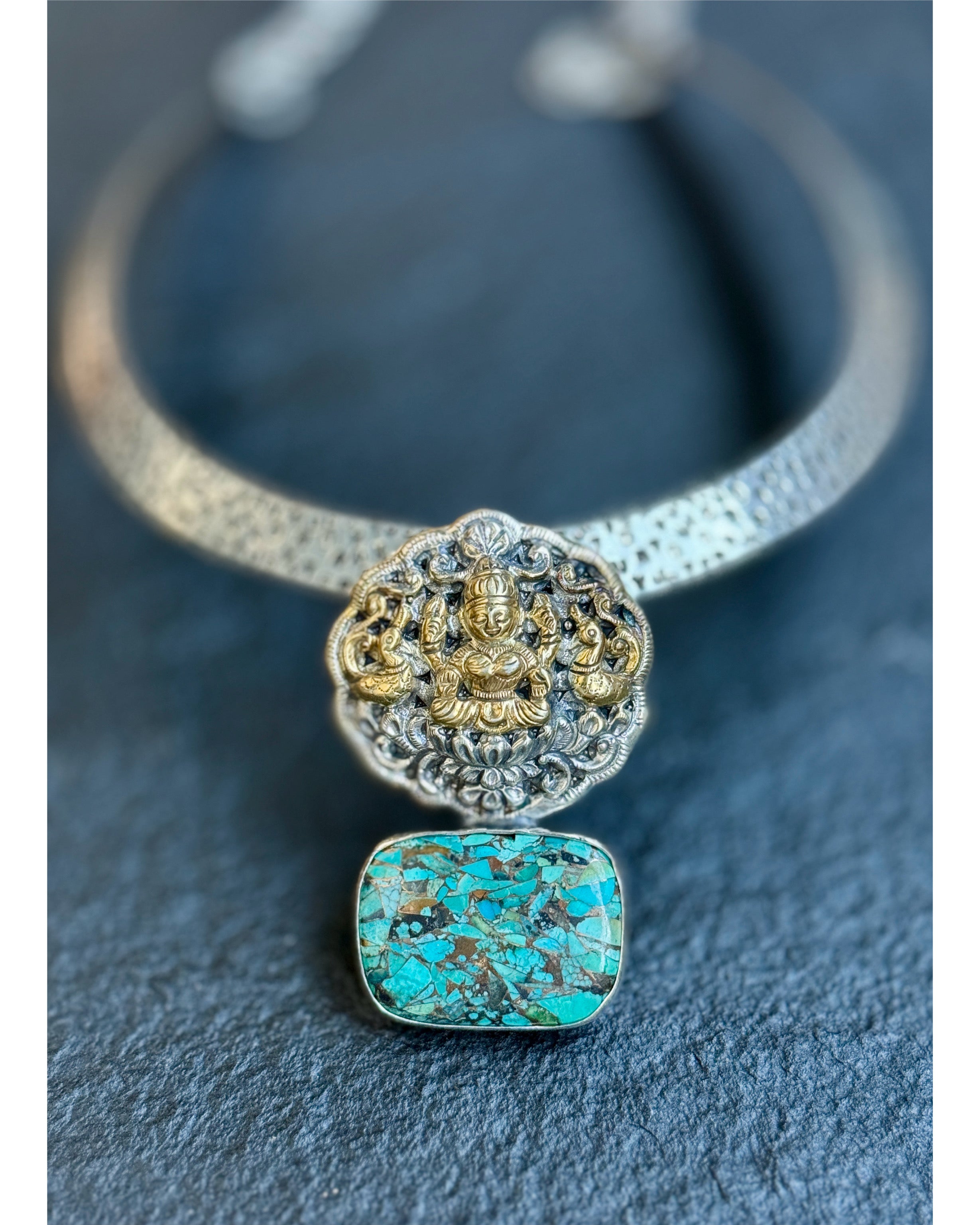 Silver 925 Hasli - Temple Turquoise Pendant