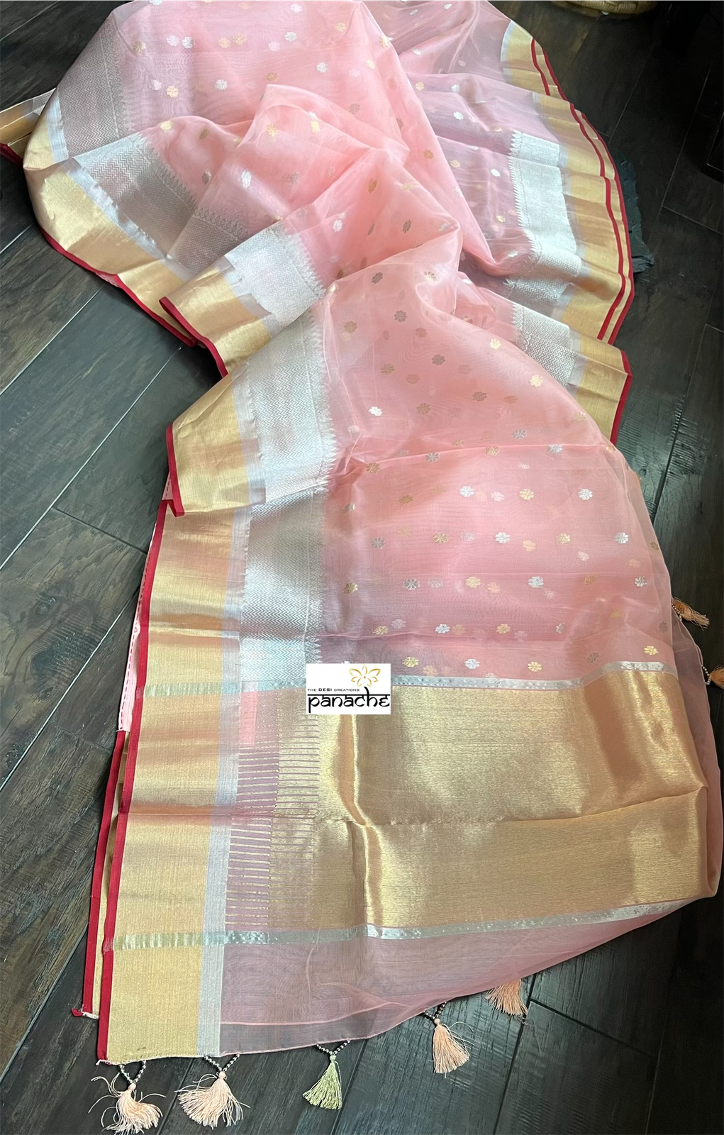 Chanderi Organza Silk - Peach