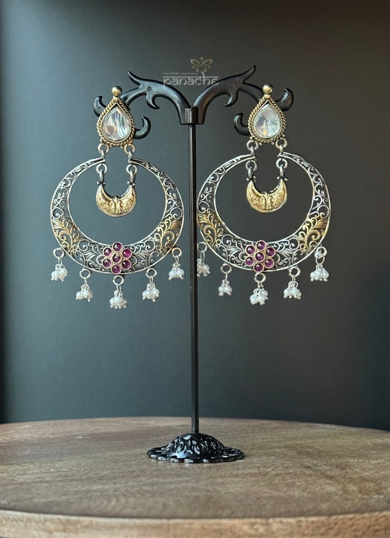 Earring 925 Silver - Dual Tone Dangler
