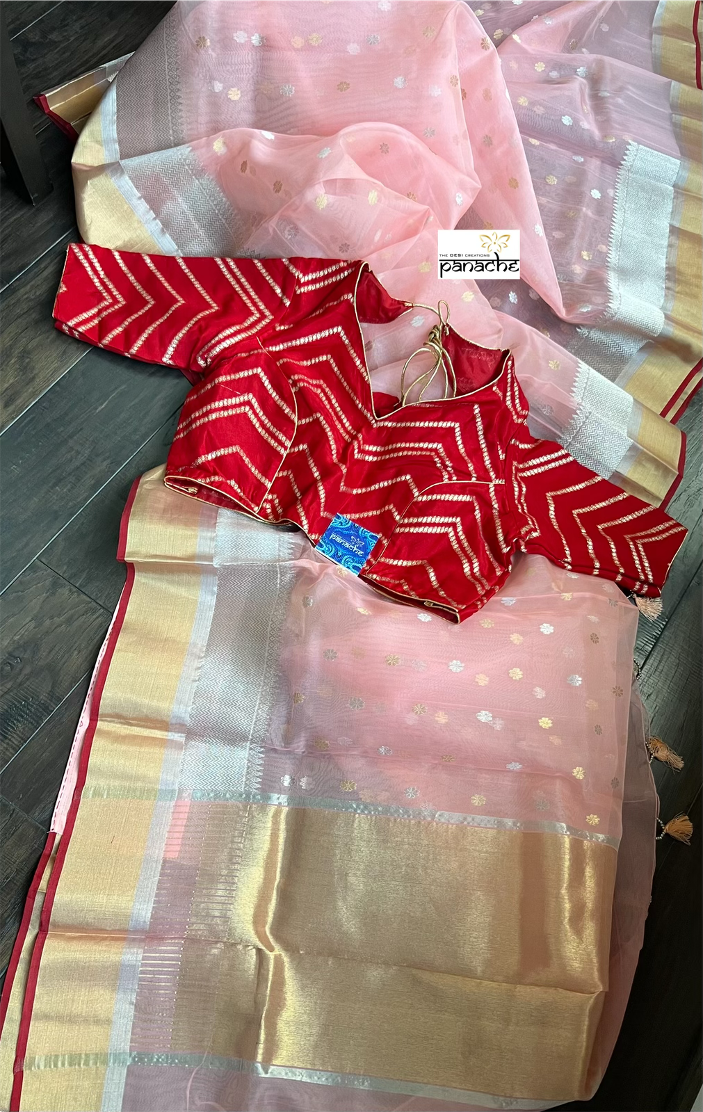 Chanderi Organza Silk - Peach
