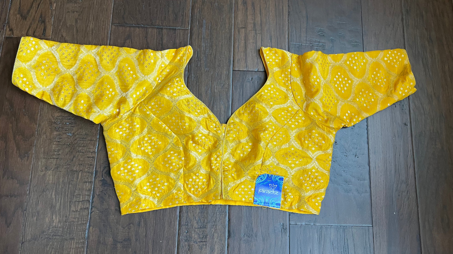 Designer Blouse - Yellow Zari Woven