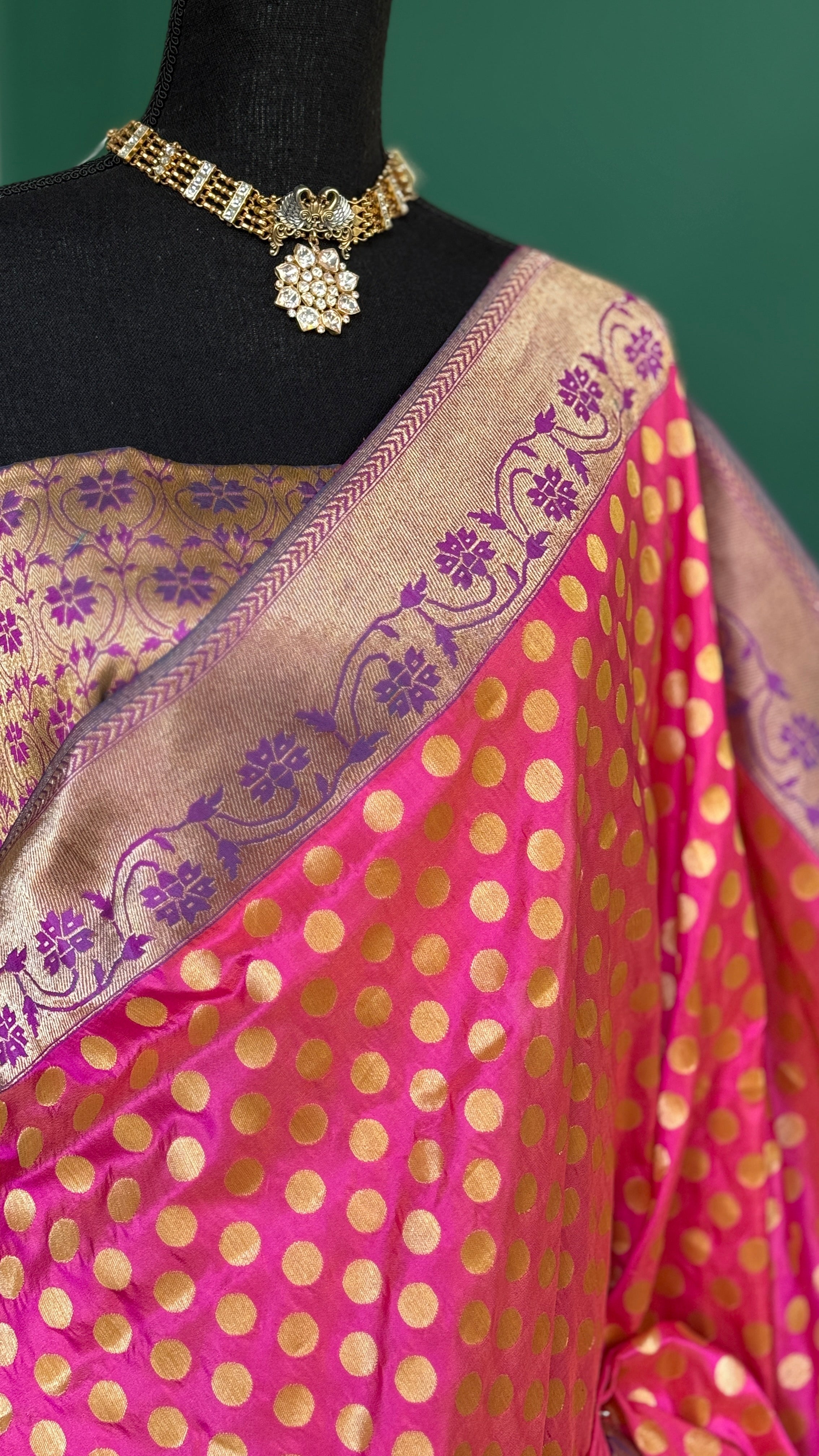 Katan Silk Banarasi - Shot Pink Paithani Woven