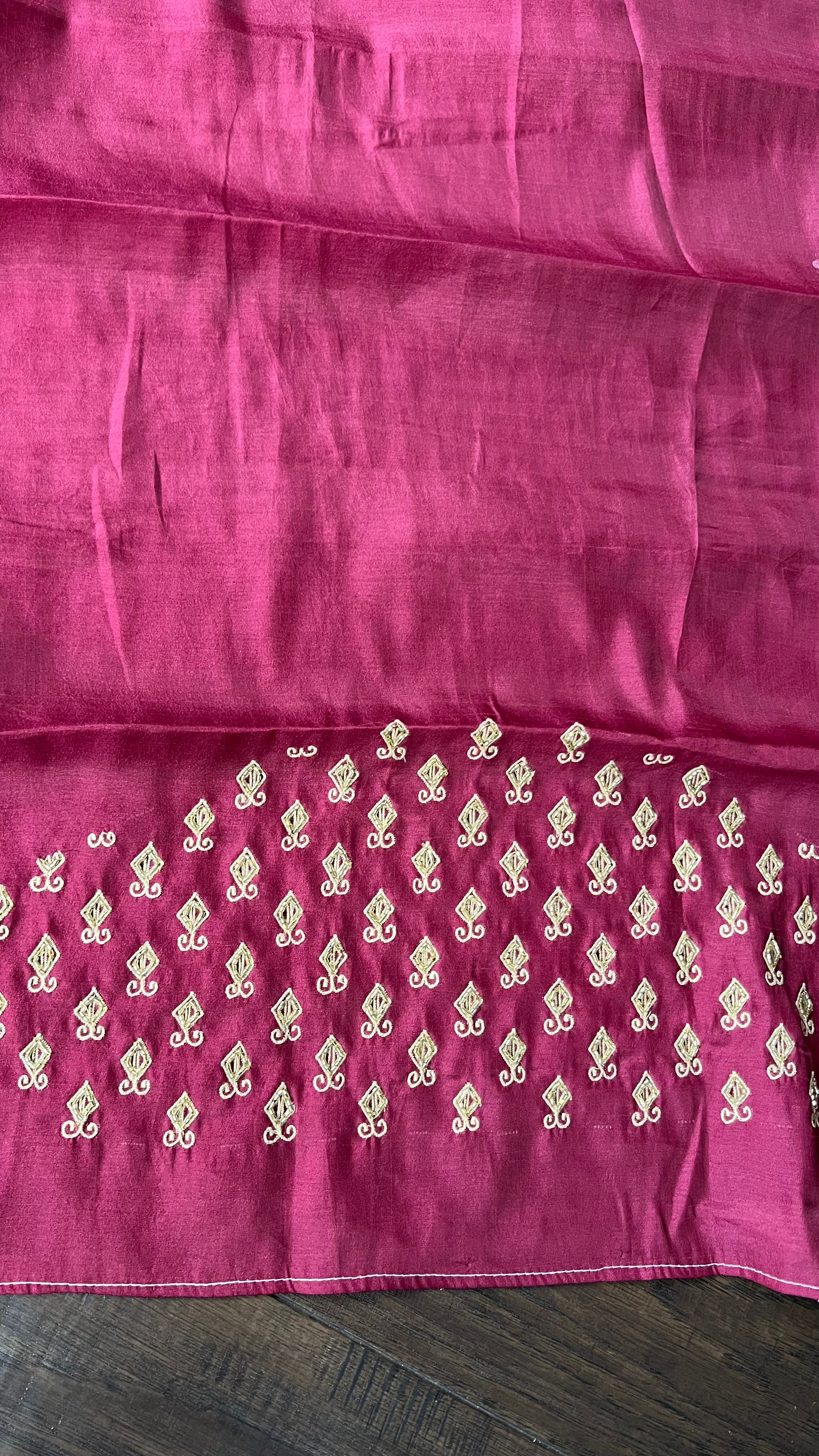Designer Soft Silk Embroidered - Raspberry Pink Masaba Inspired