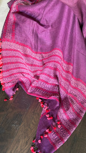 Pure Matka Silk embroidered -Purple Woven