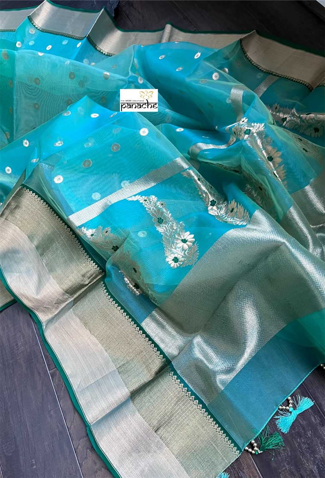 Chanderi Organza Silk - Sea Green Eknalya woven